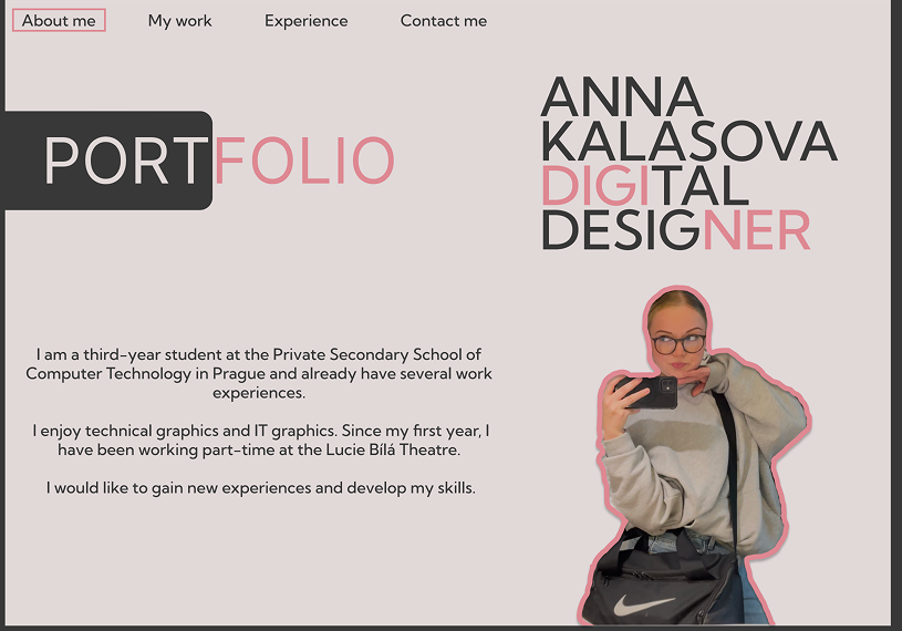Portfolio sketch — About me page