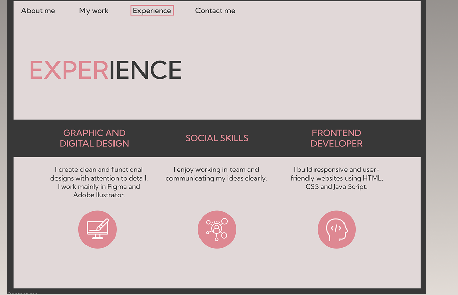 Portfolio sketch — Experience page